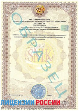 Образец сертификата соответствия (приложение) Тайга Сертификат ISO 13485